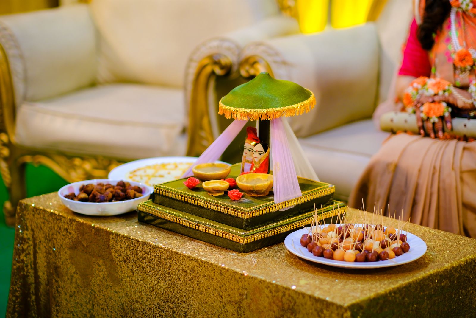 Traditional Indian engagement ceremony setup