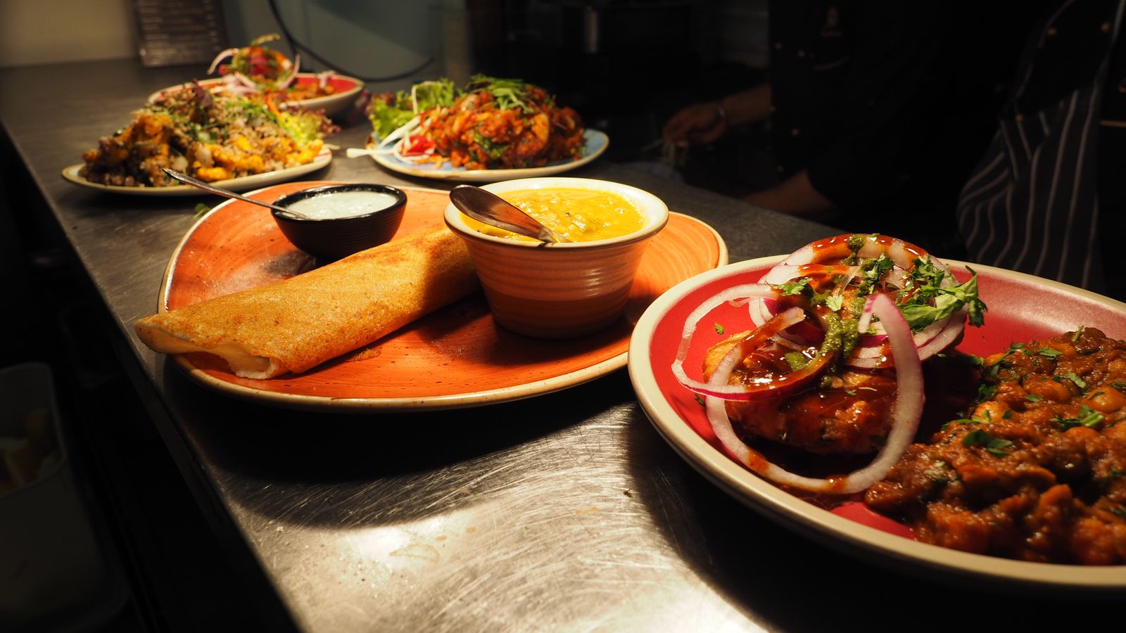 Platter of Indian dishes
